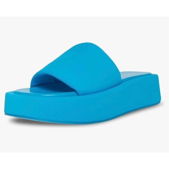Madden Girl Women’s Blue Platform Billy Slide Slip on Sandal. New no box. Size 8 - Picture 1 of 9